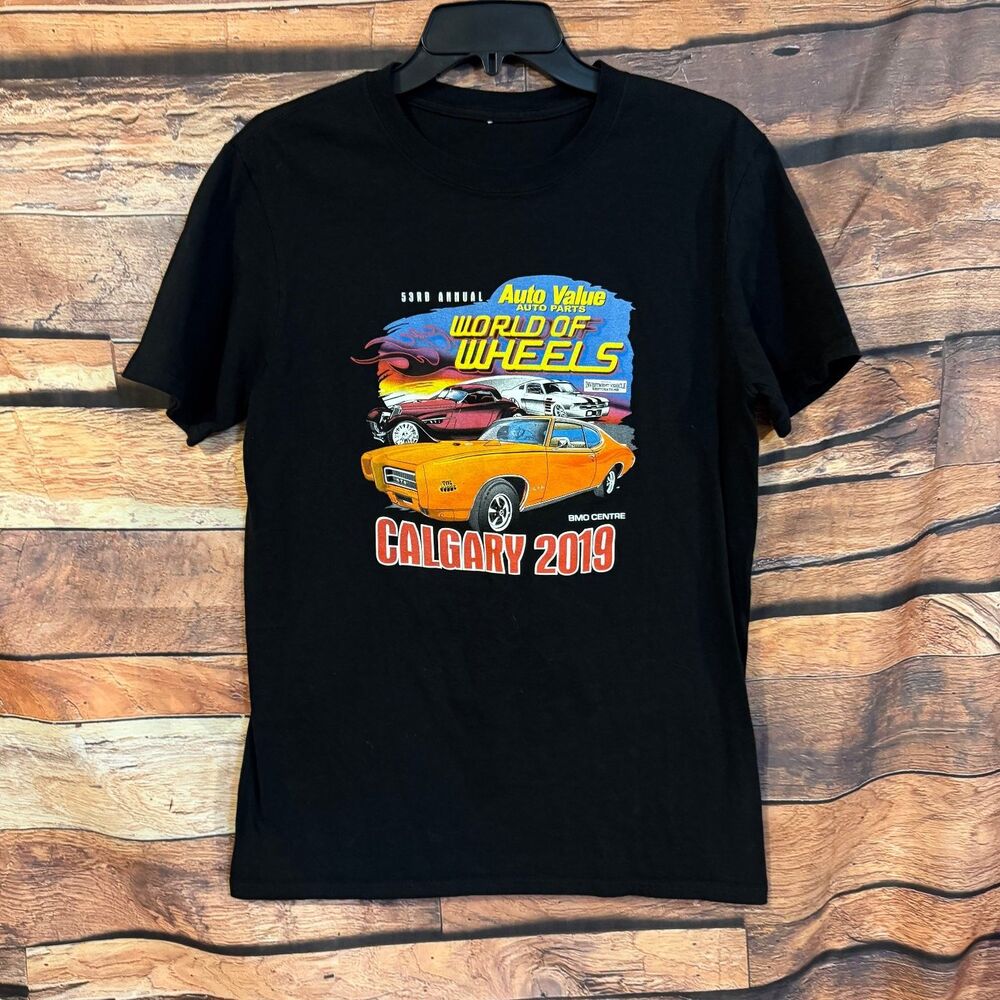 World of Wheels T-Shirt Men’s Black Medium Car Show Classic Auto Graphic Tee